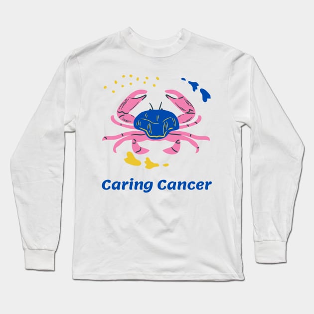 Caring Cancer - Astrology Art Long Sleeve T-Shirt by Lynx Hub